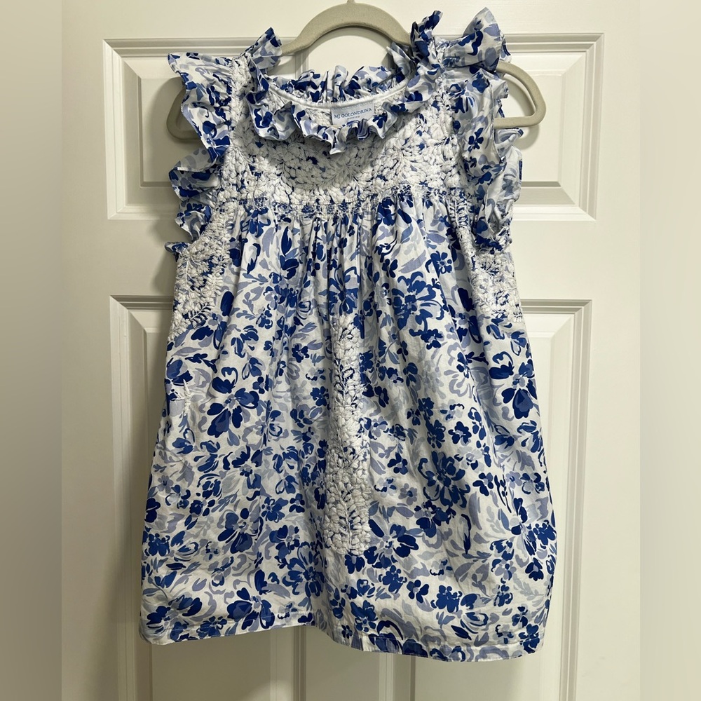 Mi Golondrina Blue and White Floral Women’s Top